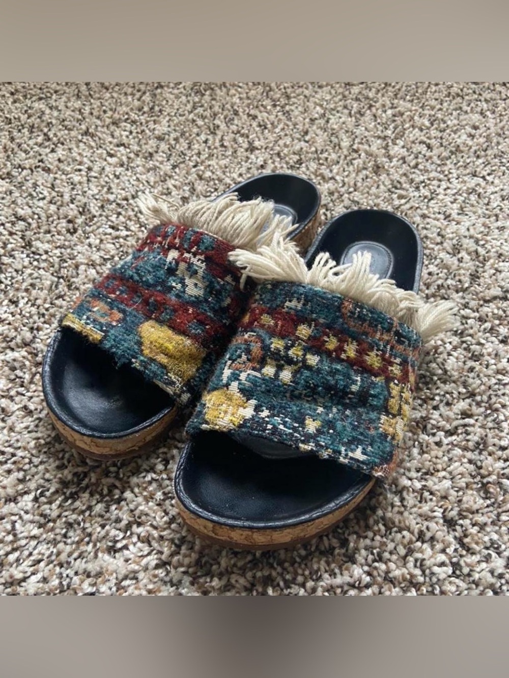 Chloe Multicolor Woven Tassel Slide Sandals
